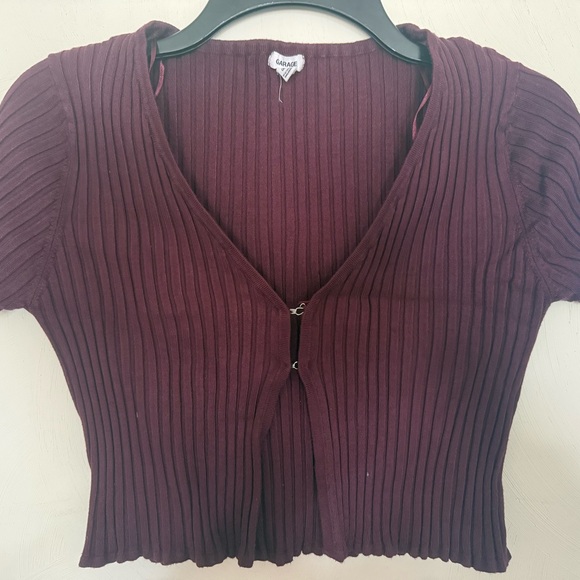 Garage Tops - Garage Deep burgundy Ribbed Crop Top